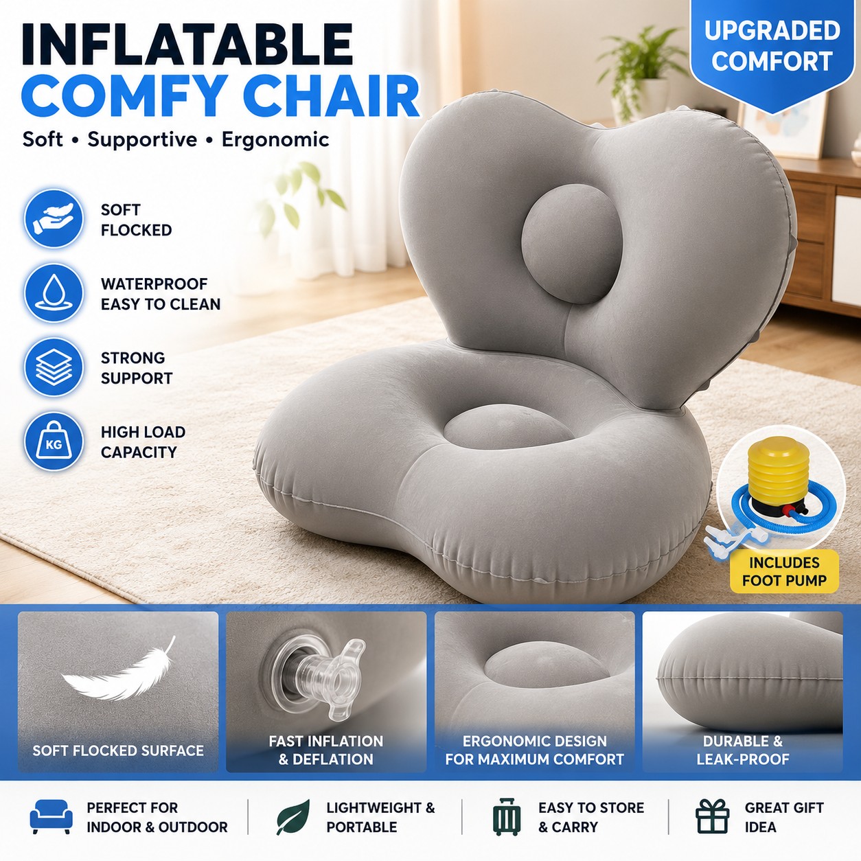 Outdoor Furniture Luxury - Luxury Inflatable Sofa—Extra-Wide Backrest Design, Perfect