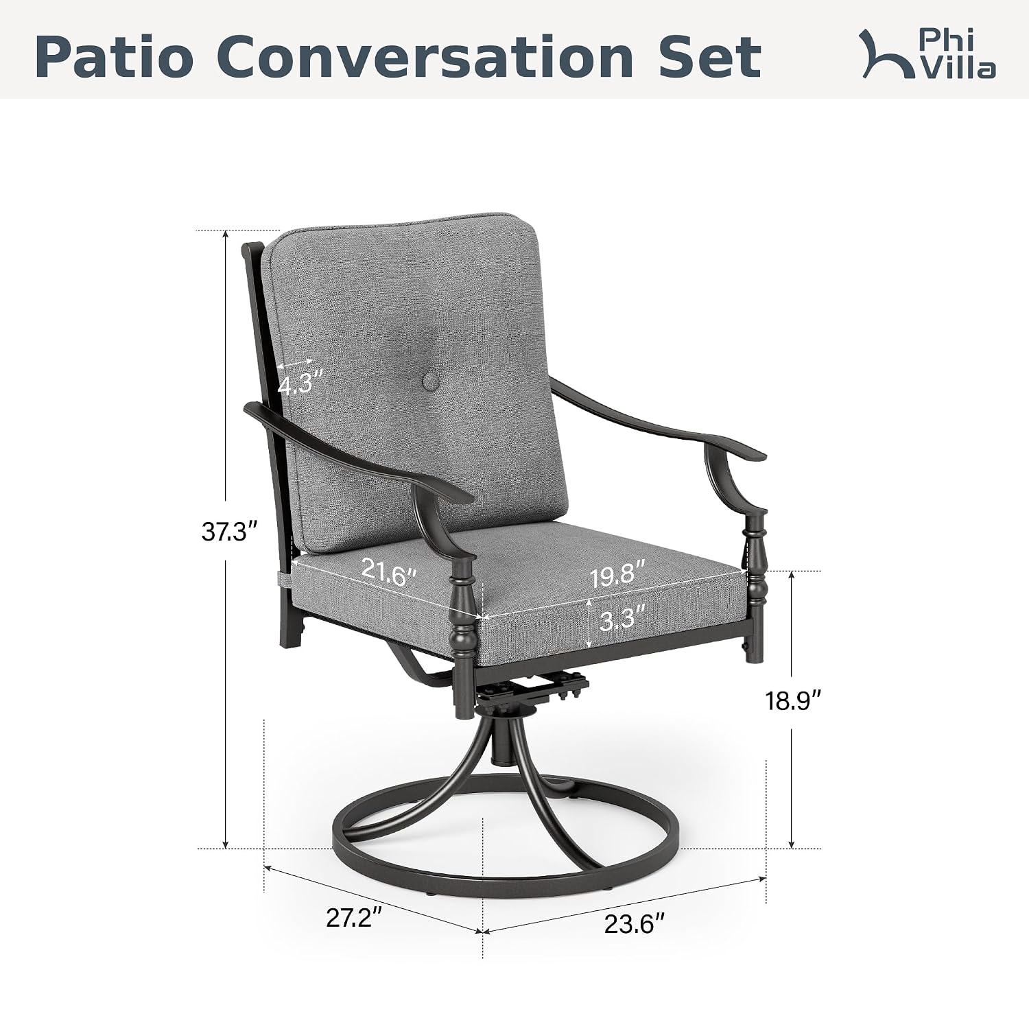 Swivel Patio Chairs 2PCS, Meta - Outdoor Furniture Metal Chairs review and price