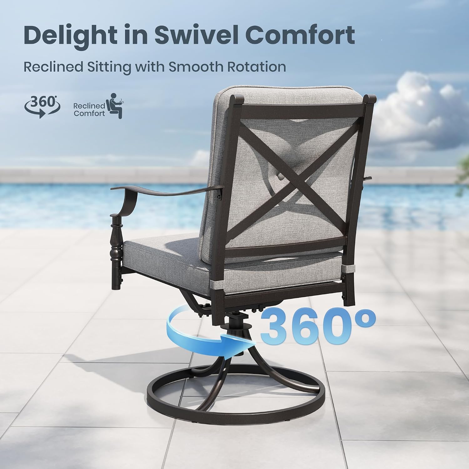 Swivel Patio Chairs 2PCS, Meta - Outdoor Furniture Metal Chairs review and price
